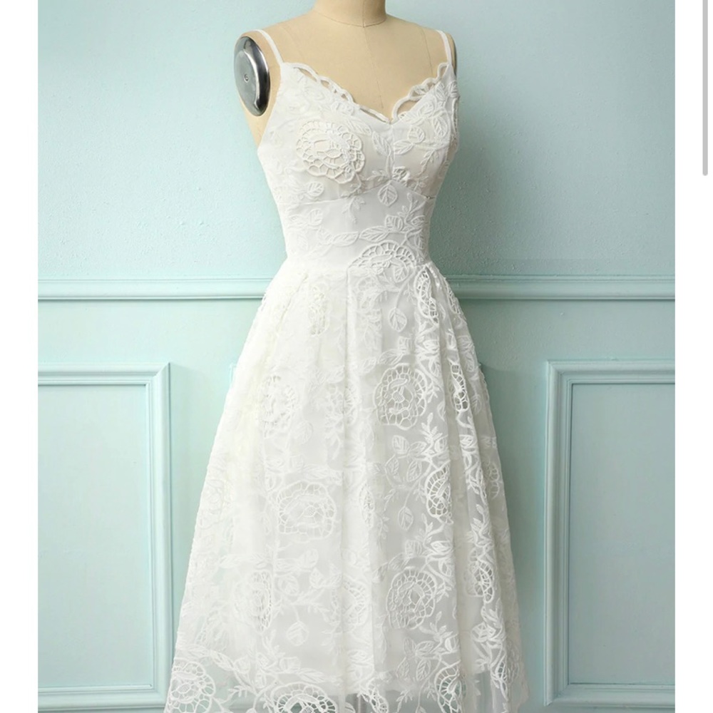 White Midi Lace Dress